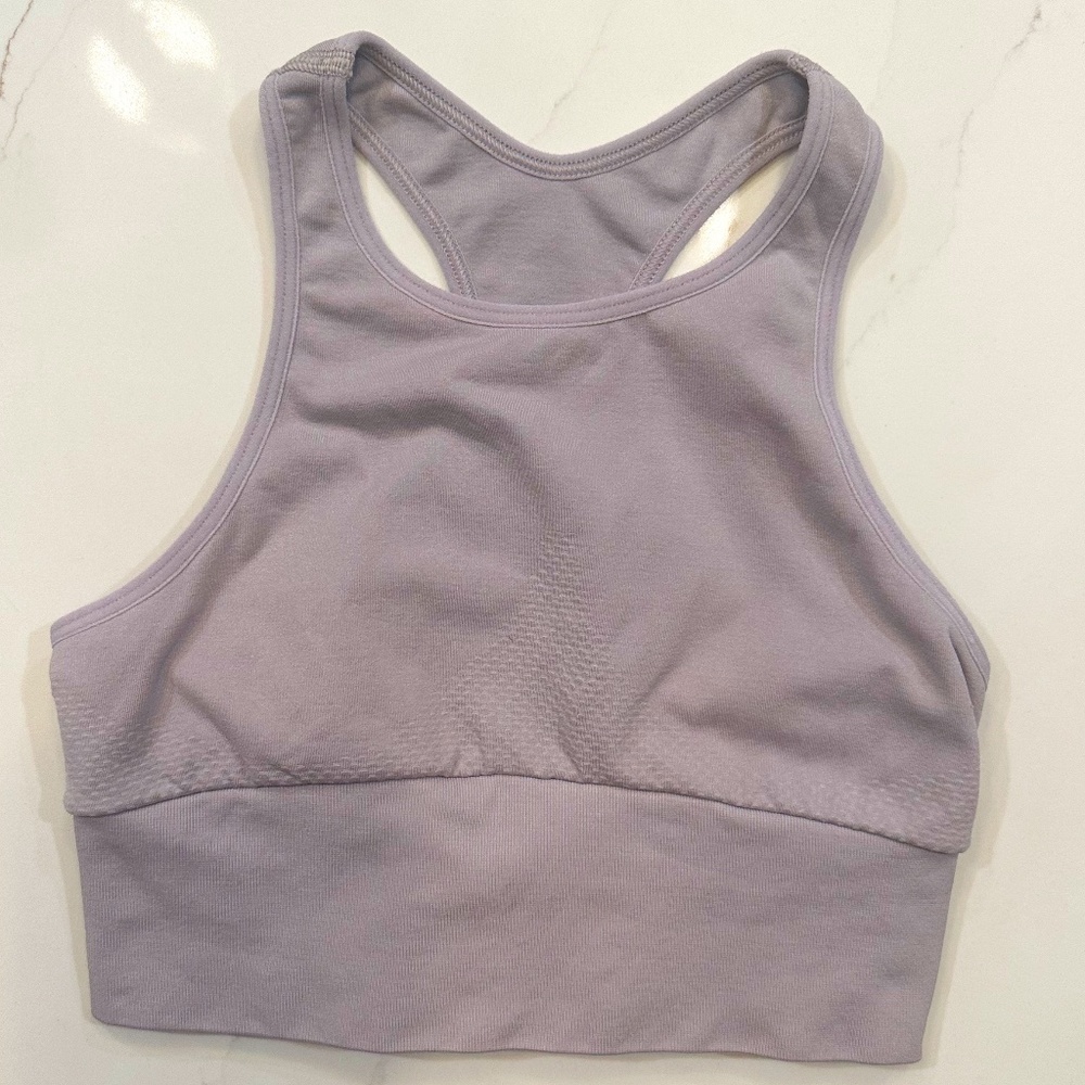 Free People Movement High Impact Sport Bra, Light Gray/Mauve- XS/S